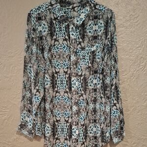 Vince Camuto Blue and Black Long Sleeve Button Down Shirt